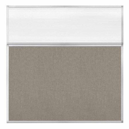 Versare Hush Panel Configurable Cubicle Partition 6' x 6' W/ Window Warm Pebble Fabric Clear Fluted Window 1812512-1